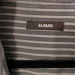 Alfani XXL Mens Button Down Black Gray Striped Shirt